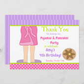 Dressing Gown Pyjama's en Pannenkoeken Party Bedankkaart (Voorkant / Achterkant)