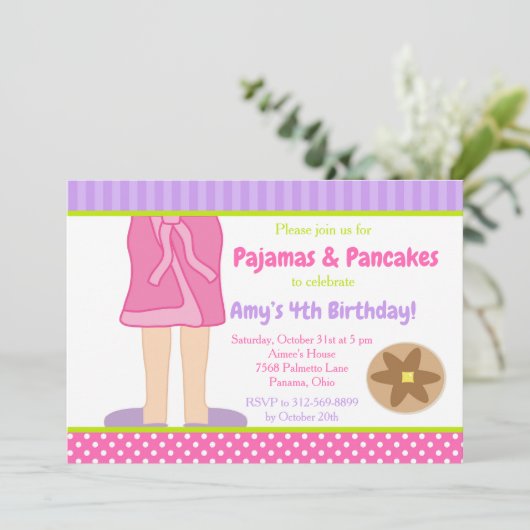 Dressing Gown Pyjama's en Pannenkoeken Party Kaart (Staand voorkant)