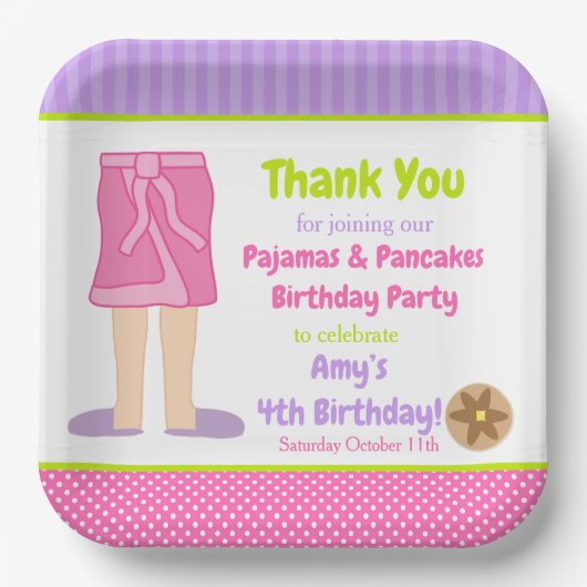 Dressing Gown Pyjama's en Pannenkoeken Party Papieren Bordje (Voorkant)