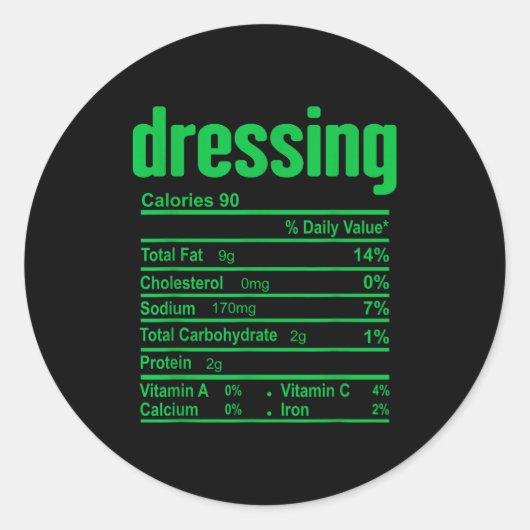 Dressing Nutrition Facts Family Matching Christmas Ronde Sticker (Voorkant)