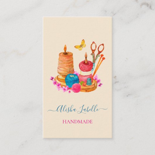 Dressmaker Handgemaakte Naadstress Naainaalden Visitekaartje (Voorkant)