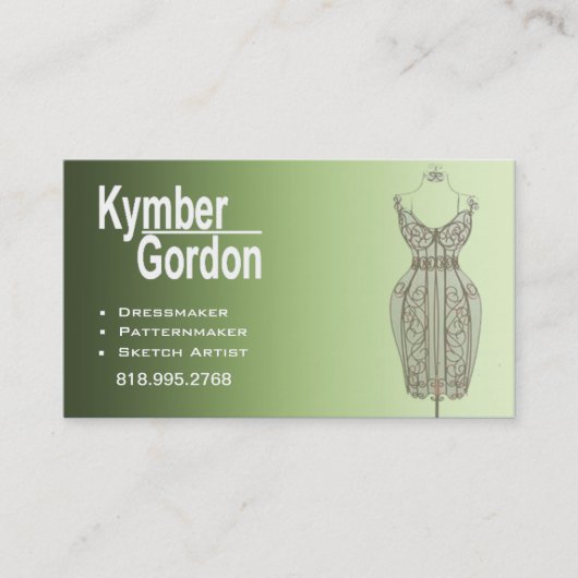 "Dressmaker Mannequin II" — Patternmaker Seamtress Visitekaartje (Voorkant)
