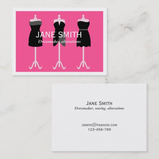 Dressmaker, naai- en kleermakerswerk visitekaartje (Voorkant / Achterkant)