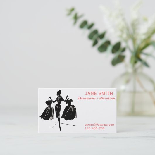 Dressmaker, naai- en kleermakerswerk visitekaartje (Staand voorkant)