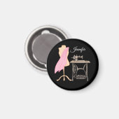 Dressmaker, Naaimachine, Aanpasbare naam Magneet (Voorkant / Achterkant)