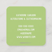 Dressmaker Pincushion Alterations Handmade Vierkante Visitekaartje (Achterkant)