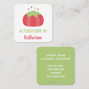 Dressmaker Pincushion Alterations Handmade Vierkante Visitekaartje