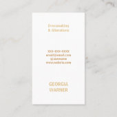 Dressmaker Seamstress Gold Glitter Mannequin Busin Visitekaartje (Achterkant)