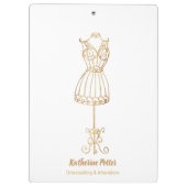 Dressmaker Seamstress Gold Glitter Mannequin Clipb Klembord (Achterkant)