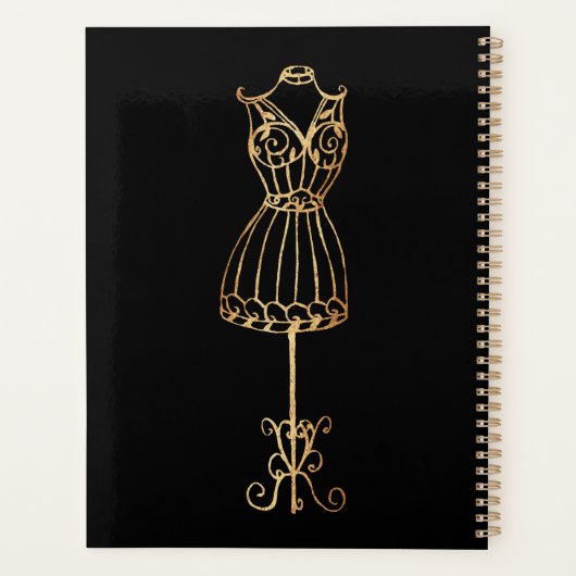 Dressmaker Seamstress Gold Glitter Mannequin Planner (Achterkant)