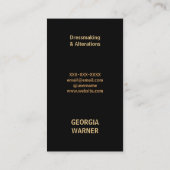 Dressmaker Seamstress Gold Glitter Mannequin Visitekaartje (Achterkant)