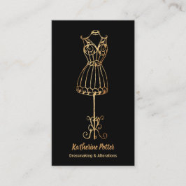 Dressmaker Seamstress Gold Glitter Mannequin Visitekaartje