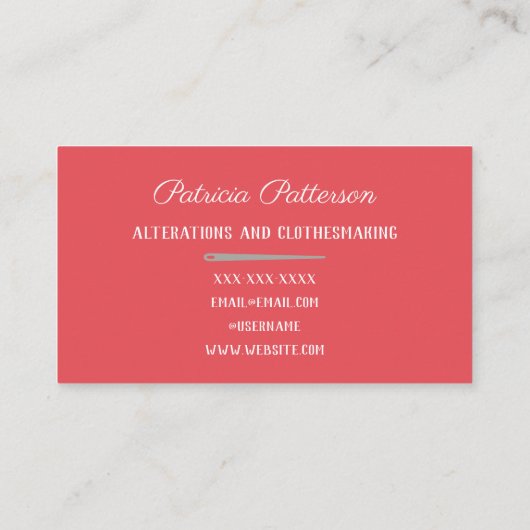 Dressmaker Seamstress Visitekaartje (Achterkant)