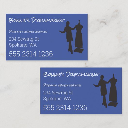 Dressmaker Tailor Creëer Uw eigen Easy Generic Bus Visitekaartje (Voorkant / Achterkant)