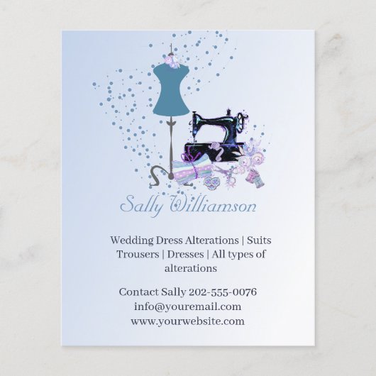 Dressmaker Wijzigingen Blauw Adverteren Flyer (Voorkant)