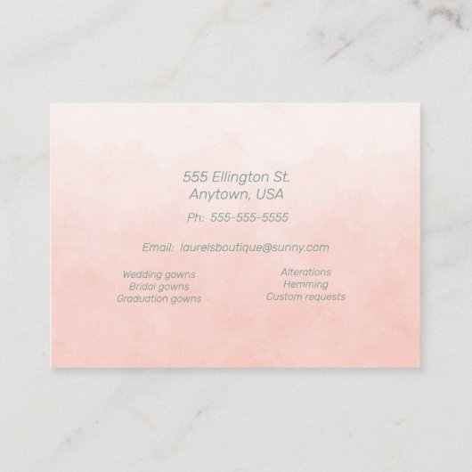 Dressmaking en Alterations Boutique Visitekaartje (Achterkant)