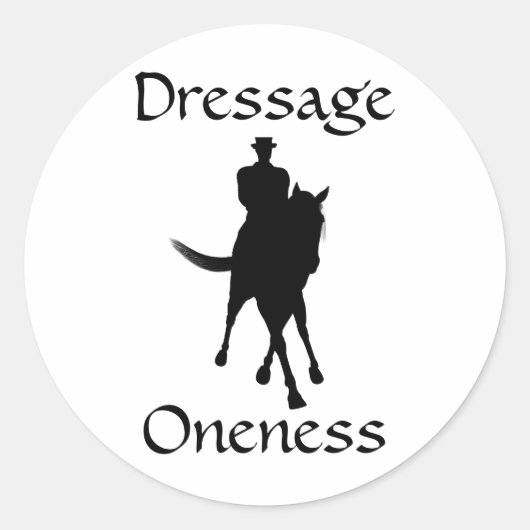 Dressuur is eenheid paard en ruiter ronde sticker (Voorkant)