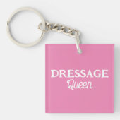 Dressuur Koningin Schattig Roze Retro Script Ruite Sleutelhanger (voorkant)
