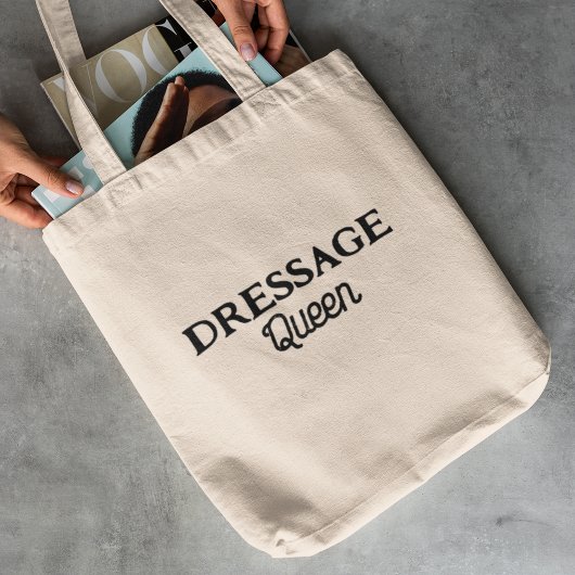 Dressuur Koningin Zwart Retro Script Ruiternaam Tote Bag