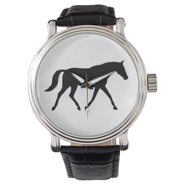 Dressuur Paard in Silhouet Horloge (Voorkant)
