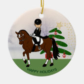 Dressuur Paard Ruiter ADD eigen FOTO Kerstversieri Keramisch Ornament (Voorkant)