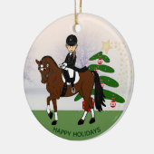 Dressuur Paard Ruiter ADD eigen FOTO Kerstversieri Keramisch Ornament (Links)
