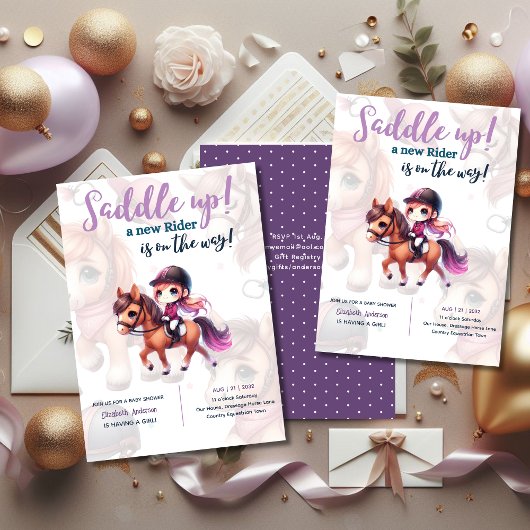 Dressuur Rider Baby Meisje Douche Paard Rider Op W