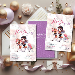 Dressuur Rider Paard Meisje Verjaardagsfeest Kaart