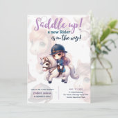 Dressuur Ruiter Baby Meisje Shower Paard Ruiter op Kaart (Staand voorkant)