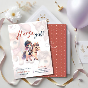 Dressuur Ruiter Paard Meisje Verjaardagsfeestje Kaart