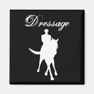 Dressuurpaard en ruiter silhouet donker magneet