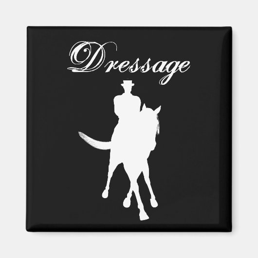 Dressuurpaard en ruiter silhouet donker magneet (Voorkant)