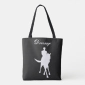 Dressuurpaard en ruiter silhouet donker tote bag (Achterkant)