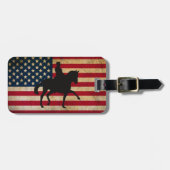 Dressuurpaard met Amerikaanse vlag Patriottisch Bagagelabel (Voorkant horizontaal)