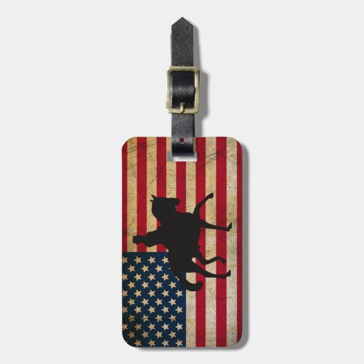 Dressuurpaard met Amerikaanse vlag Patriottisch Bagagelabel (Voorkant verticaal)