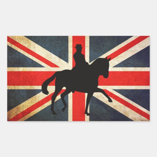 Dressuurpaard met Union Jack Flag Stickers (Voorkant)