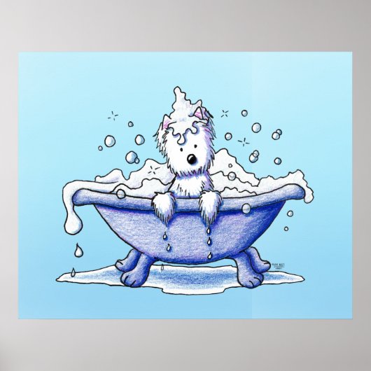 Dreuzels Westie Bath Dog Groom Art Poster (Voorkant)