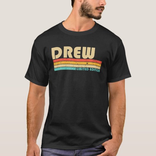 DREW Name Personalized Funny Retro  Birthda T-shirt (Voorkant)