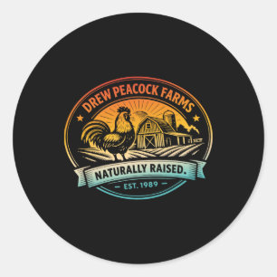 Drew Pea Farms Natuurlijk Opgegroeid Est.1989 Kip  Ronde Sticker