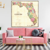 Drew's nieuwe kaart van de staat Florida Canvas Afdruk (Insitu (Woonkamer))