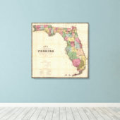 Drew's nieuwe kaart van de staat Florida Canvas Afdruk (Insitu (Houten vloer))