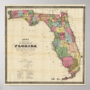 Drew's nieuwe kaart van de staat Florida Poster