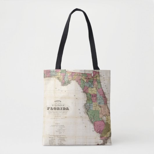 Drew's nieuwe kaart van de staat Florida Tote Bag (Voorkant)