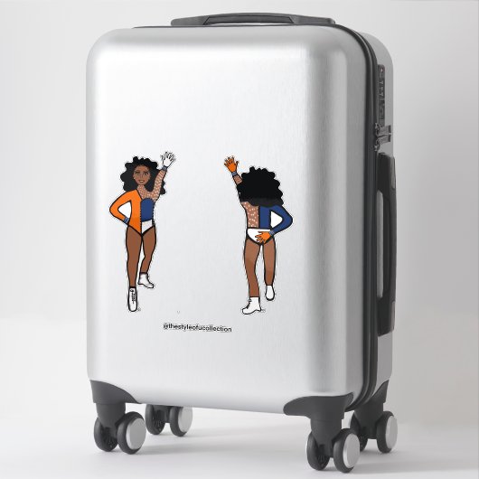 Dri-kleur Wit Marine Oranje Danser #1 Sticker (Koffer)