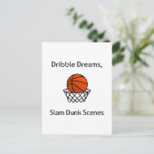 Dribbel Dromen, Slam Dunk Scènes Basketbal Briefkaart (Staand voorkant)