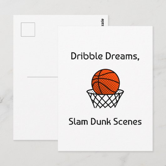 Dribbel Dromen, Slam Dunk Scènes Basketbal Briefkaart (Voorkant / Achterkant)
