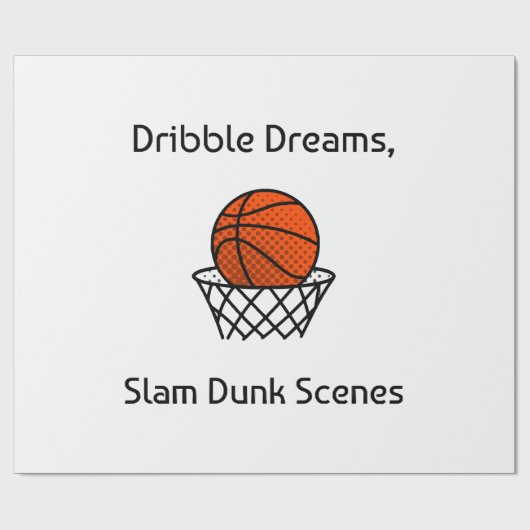 Dribbel Dromen, Slam Dunk Scènes Basketbal Cadeaupapier (Vlak)