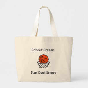 Dribbel Dromen, Slam Dunk Scènes Basketbal Grote Tote Bag