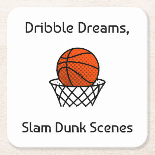 Dribbel Dromen, Slam Dunk Scènes Basketbal Kartonnen Onderzetters