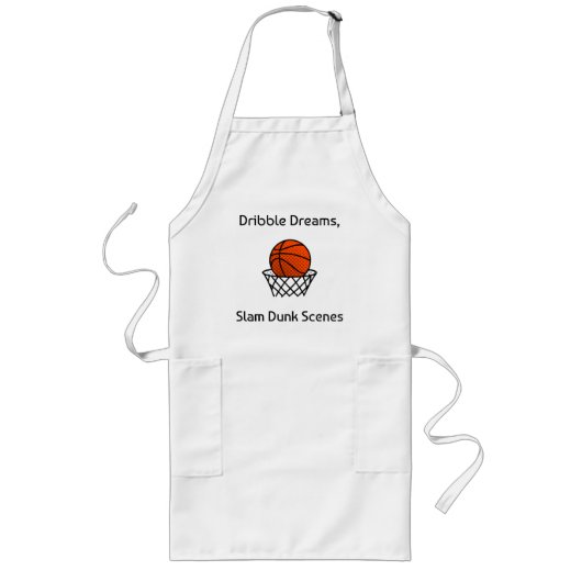 Dribbel Dromen, Slam Dunk Scènes Basketbal Lang Schort (Voorkant)